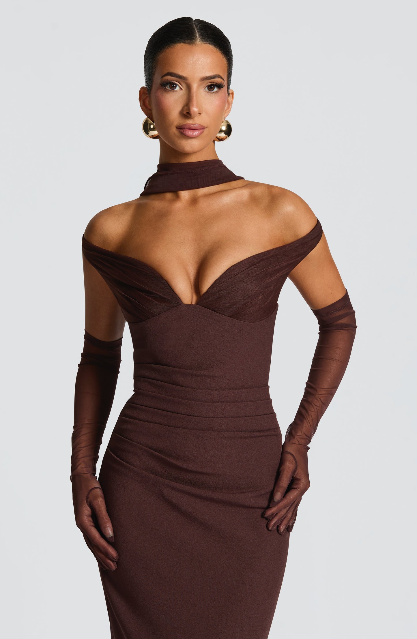 Vestido largo de verano Sophia Plum Brown