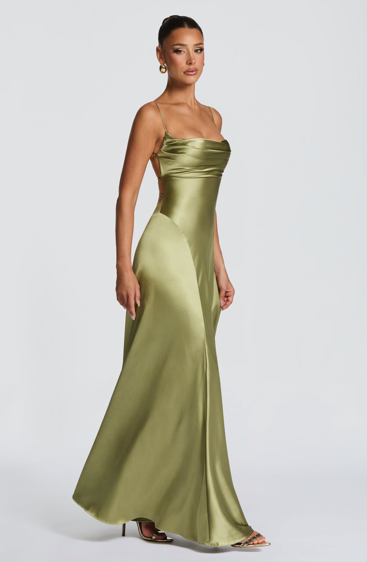 Vestido veraniego largo Sofia - Verde oliva claro