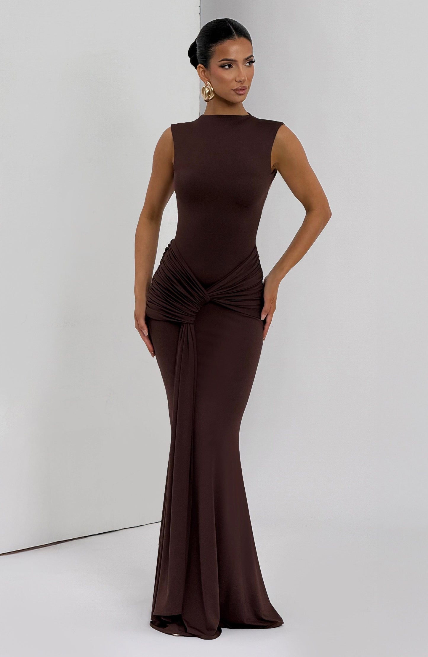 Vestido de verano Sophia Maxi en marrón ciruela