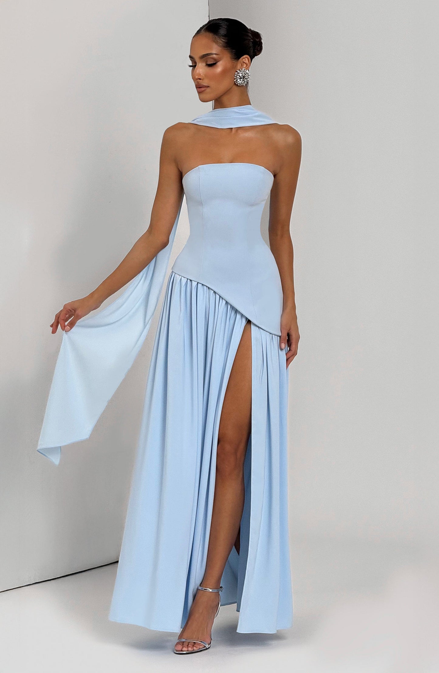 Vestido maxi de verano Sophia en azul bebé