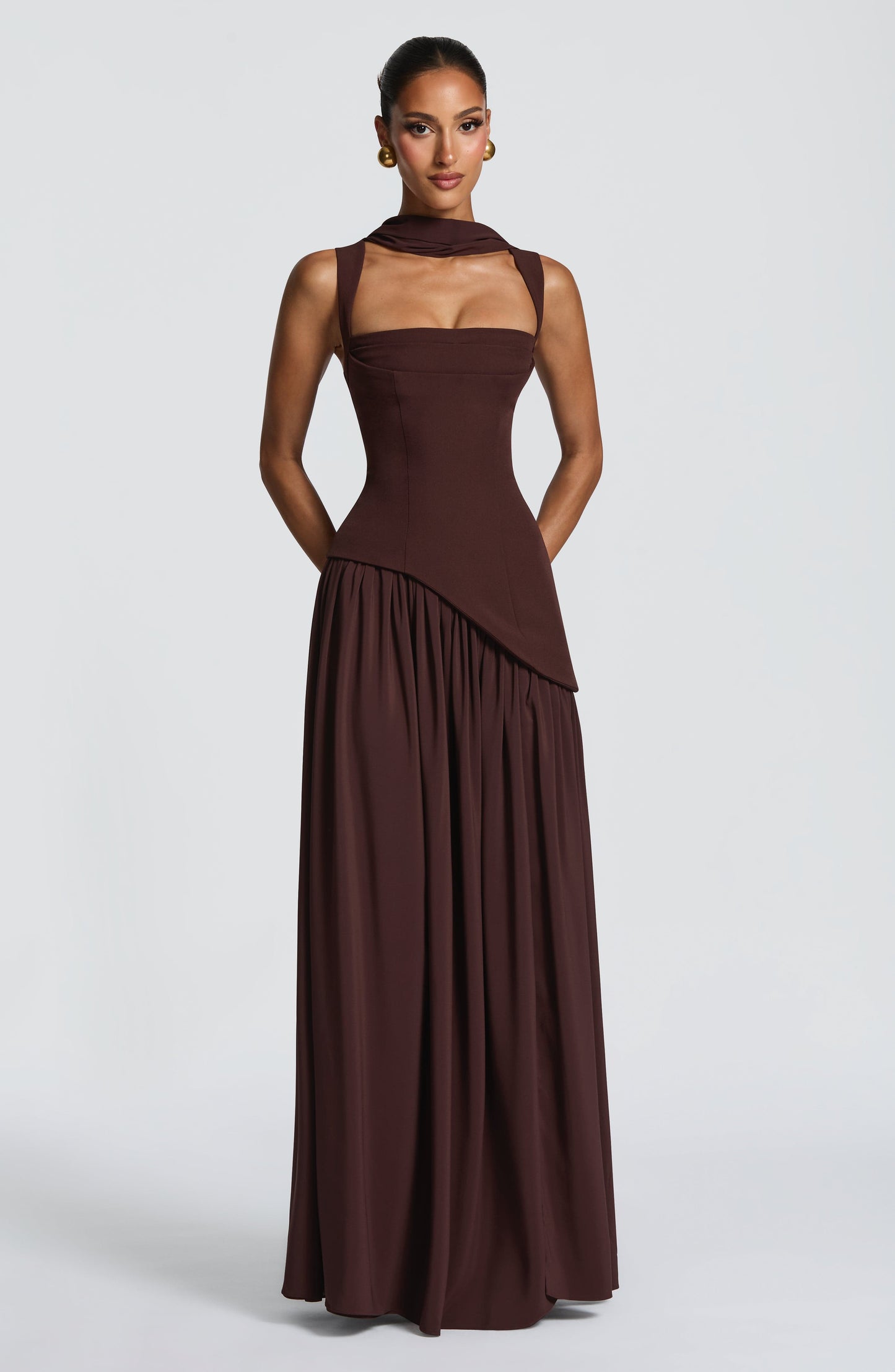 Vestido largo de verano Samantha Plum Brown
