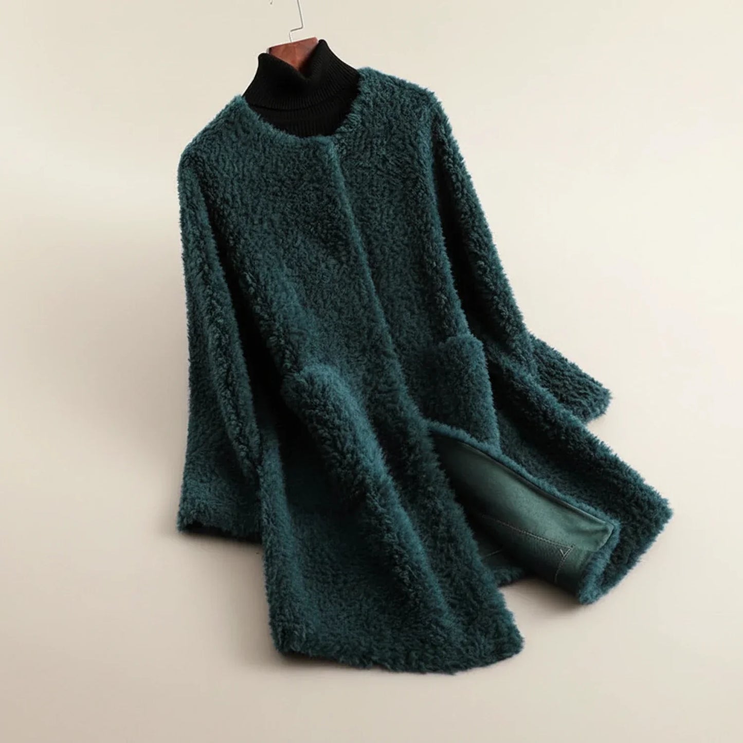 Luvrefashion | Plush Open Front Teddy Winter Jacket in Gray - image 6