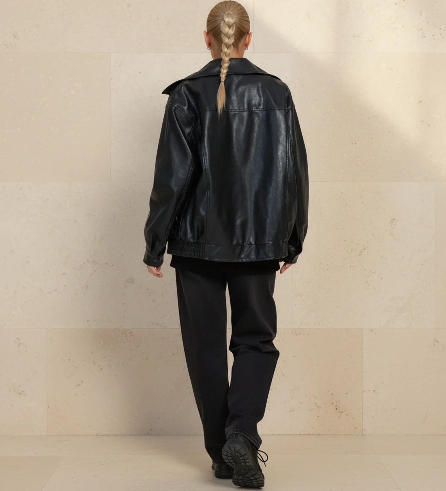 Luvrefashion | Zip Up Oversized Bomber Jacket in Brown - image 6
