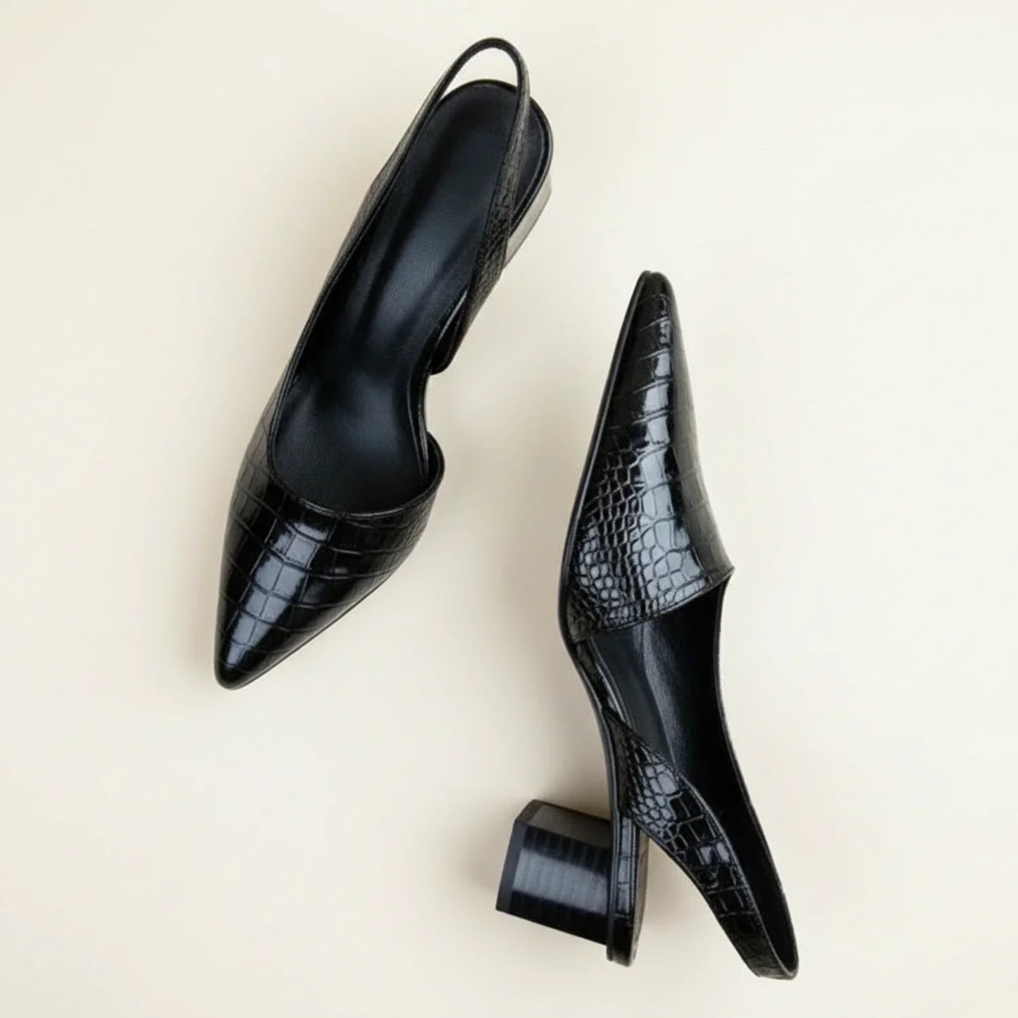 Luvrefashion | Chic Slingback Heels for in Black - side view