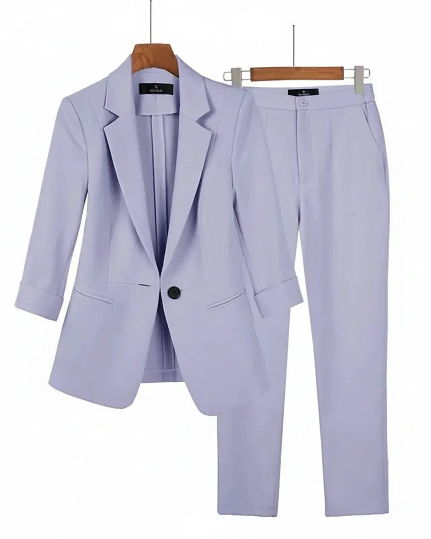 Luvrefashion | Ladies' Tailored Two Piece Suit Set in Black - detail view
