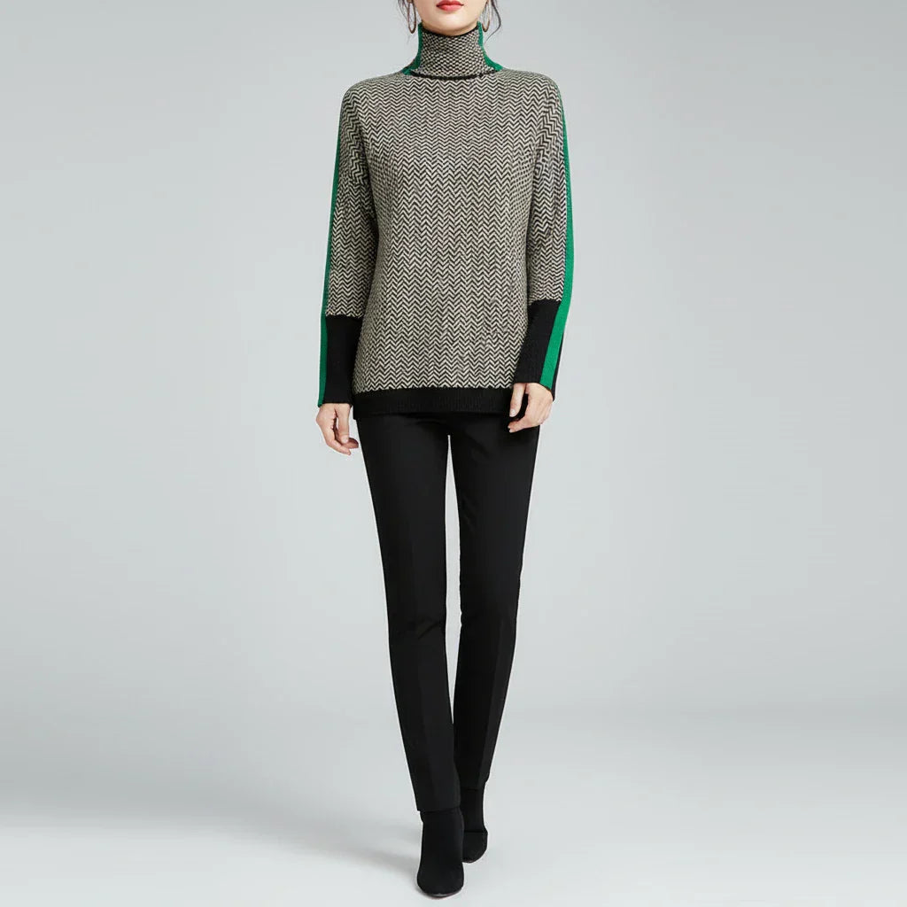 Luvrefashion | Chevron Pattern Sweater for in Green - side view