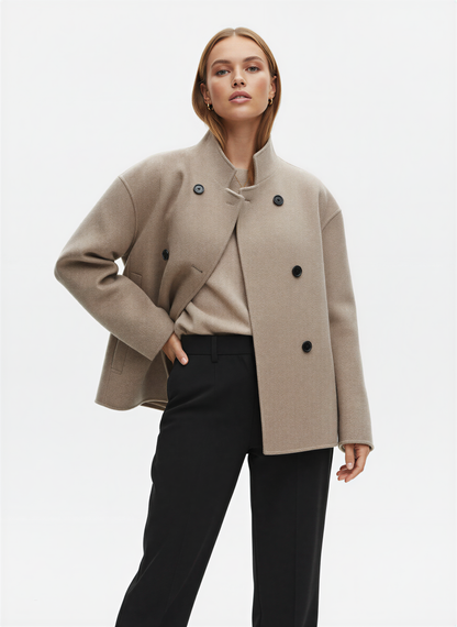 Luvrefashion | Transitional Two Piece Set Structured Fabric in Gray - back view