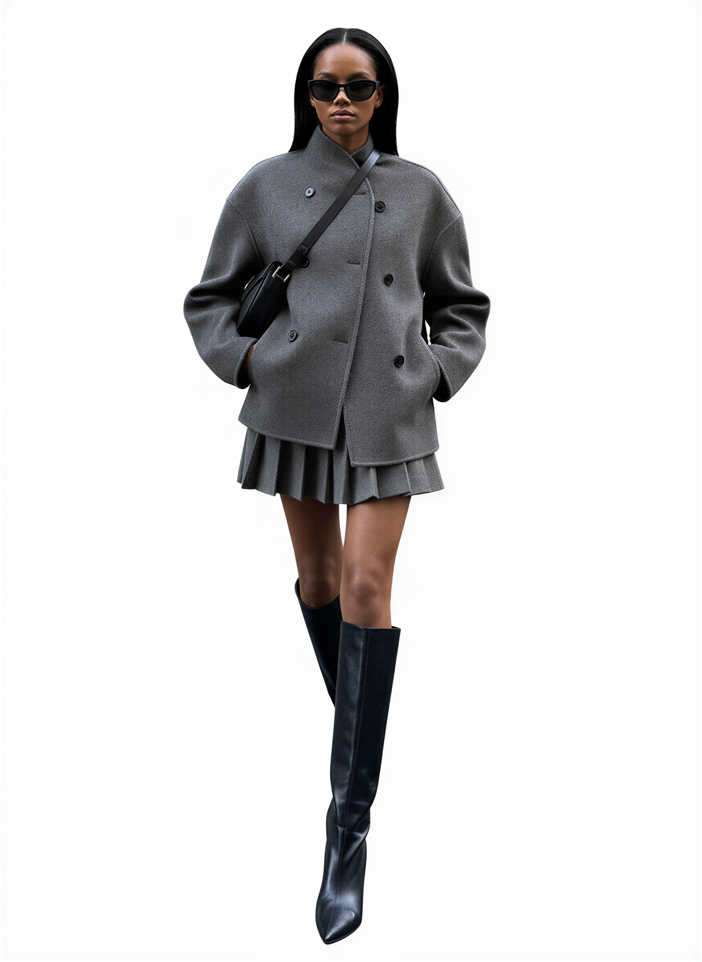 Luvrefashion | Transitional Two Piece Set Structured Fabric in Gray - side view
