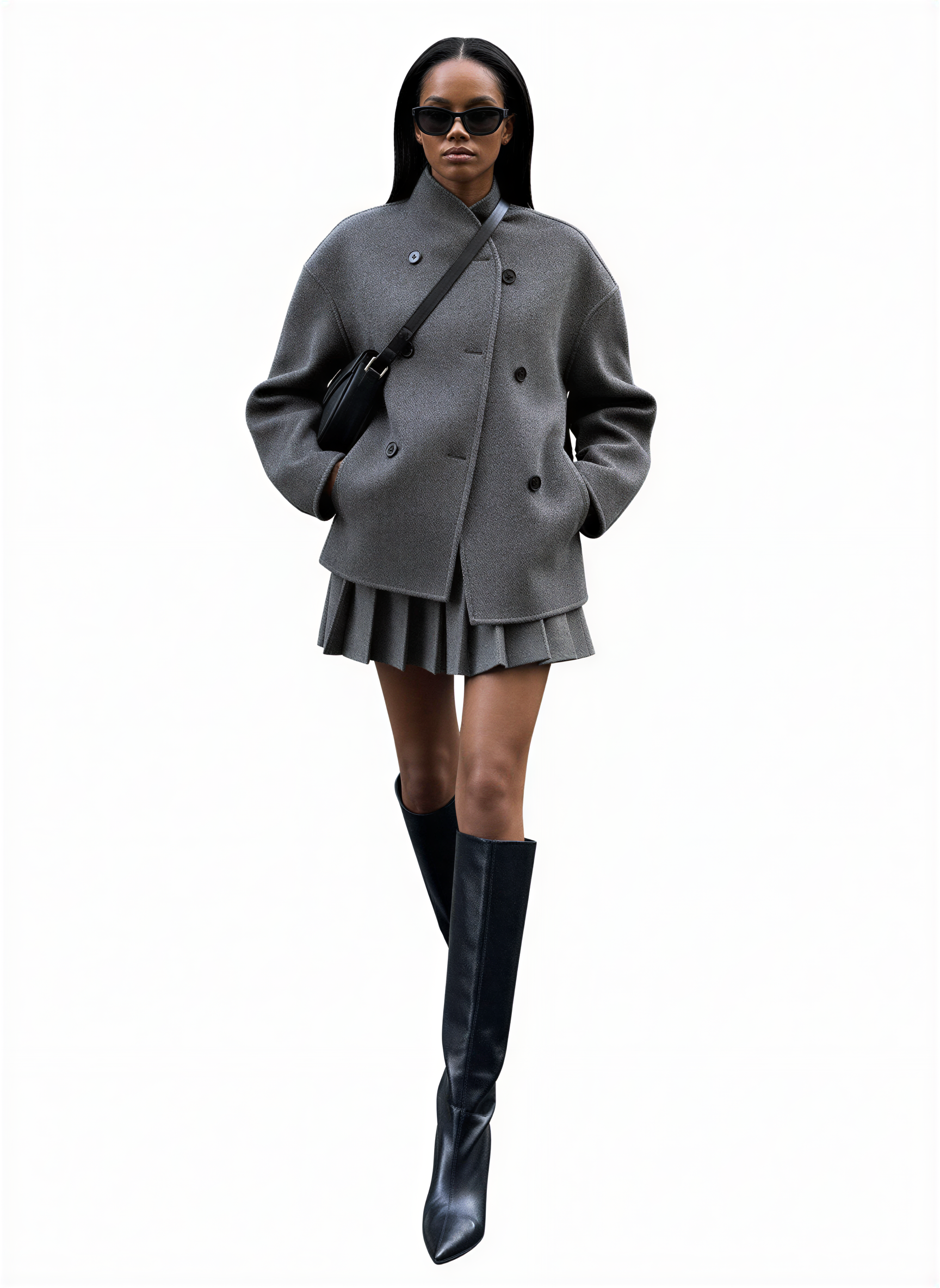 Luvrefashion | Transitional Two Piece Set Structured Fabric in Gray - side view