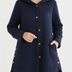 Chaqueta guateada informal con diseño texturizado y botones de madera - Azul marino