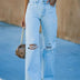Stacy | Vaqueros distressed de pernera ancha para mujer - Azul claro