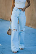 Stacy | Vaqueros distressed de pernera ancha para mujer