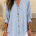 Betty | Blusa de mujer holgada con botones y manga larga - Azul