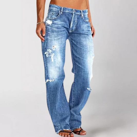 Luvrefashion | Carol Wide Leg Relaxed Denim Jeans in Dark Blue - front view