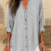 Betty | Blusa de mujer holgada con botones y manga larga - Gris