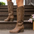 Emma | Botas cowboy de caña alta bordadas para mujer - Marrón