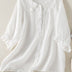 Lillian | Camisa de algodón de moda para mujer con cuello suelto con volantes - Blanco