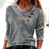 Gina | Blusa de manga larga con cuello desbocado estampado para mujer - Gris