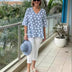 Dulce | Top estampado vintage atemporalmente elegante para mujer - Azul Celeste