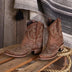 Lena | Botines vaqueros bordados para mujer - Marrón