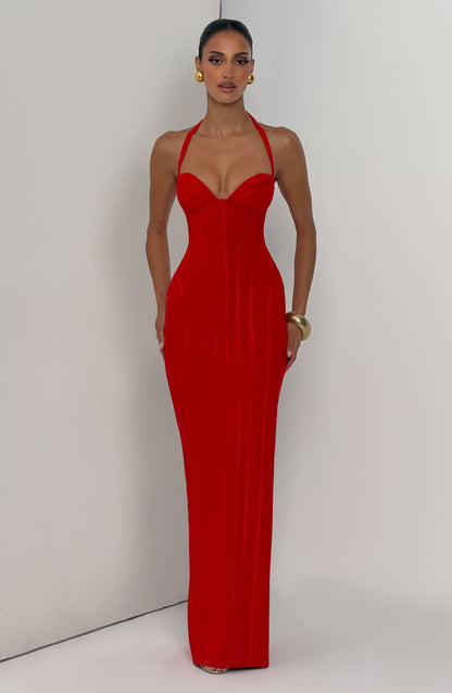 Vestido maxi de verano rojo Sophia