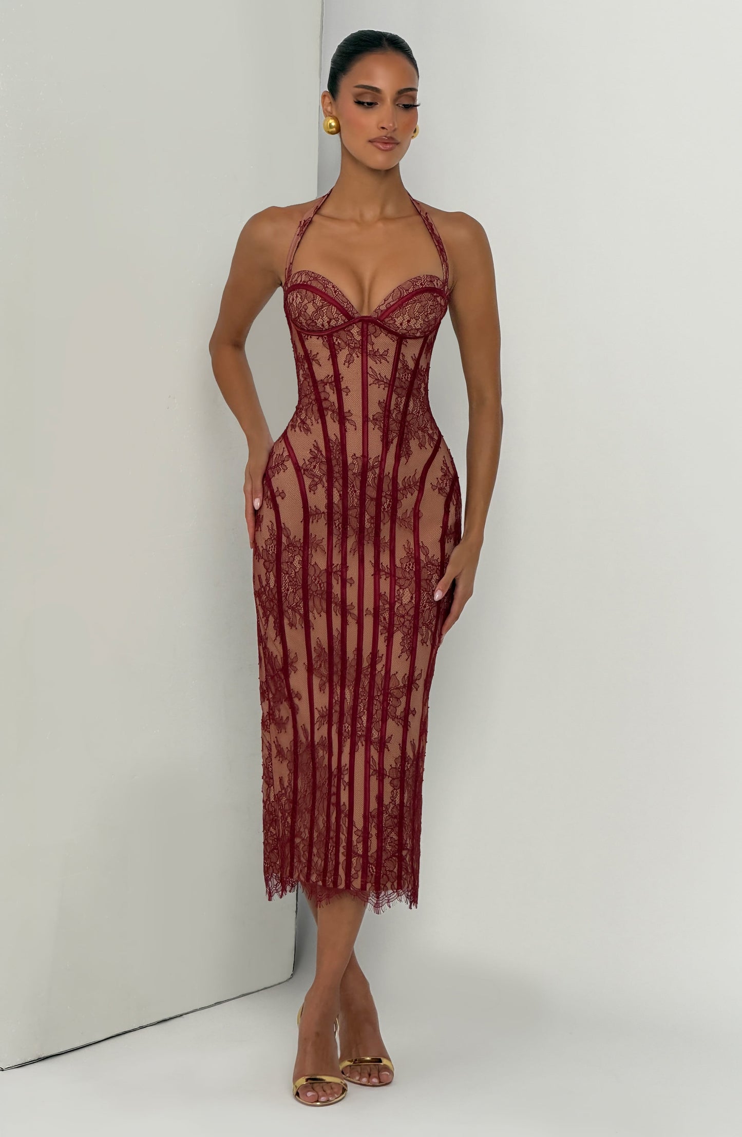 Sophia Burgundy Midi Dress - Elegante estilo de verano