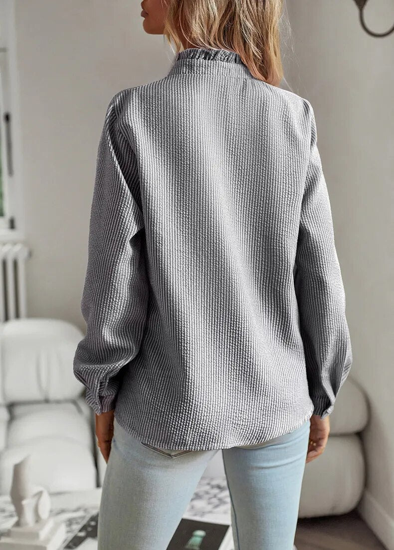 Luvrefashion | Alice Chic Button Up Shirt in Blue - image 8