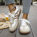 Anna | Zapatillas deportivas de mujer elegantes con cordones - Caqui