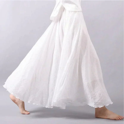Luvrefashion | Christina Bohemian Long Skirt in White - side view