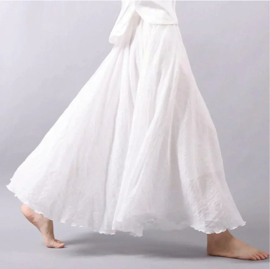 Luvrefashion | Christina Bohemian Long Skirt in White - side view