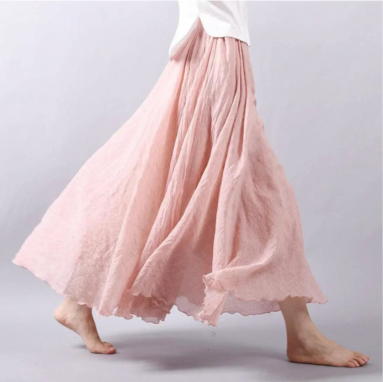 Luvrefashion | Christina Bohemian Long Skirt in White - detail view