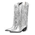 Marina | Botas Cowboy con Flecos para Mujer - Plata