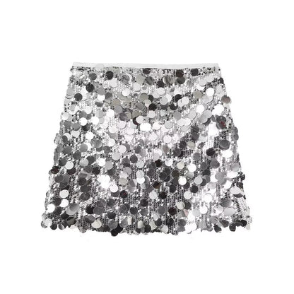 Luvrefashion | Alice Glittering Sequin Skirt in Black - detail view