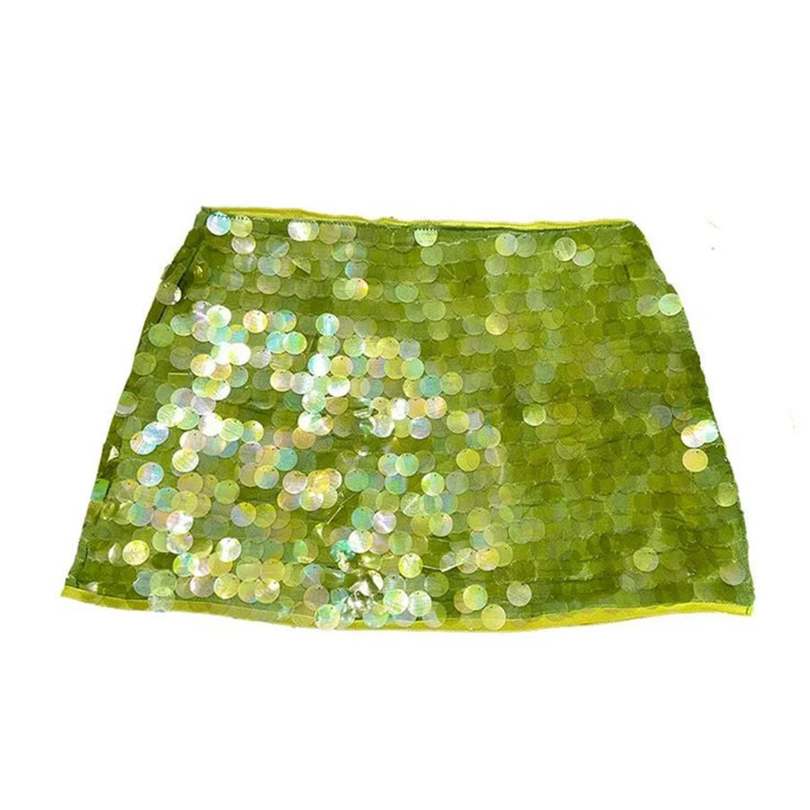 Luvrefashion | Tiffany Glittering Sequin Mini Skirt for Chic Evenings in Yellow - styled look