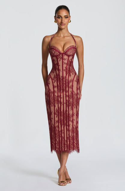 Sophia Burgundy Midi Dress - Elegante estilo de verano