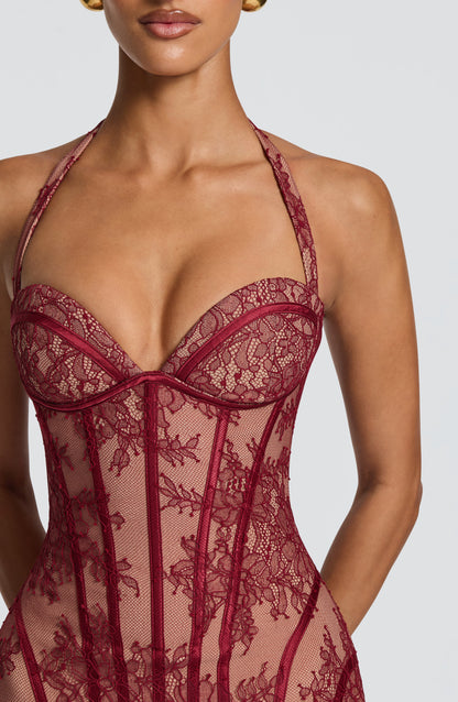 Sophia Burgundy Midi Dress - Elegante estilo de verano
