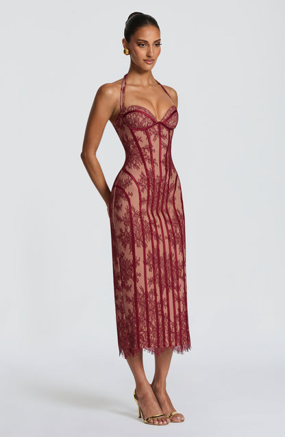 Sophia Burgundy Midi Dress - Elegante estilo de verano