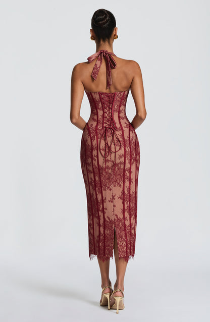 Sophia Burgundy Midi Dress - Elegante estilo de verano