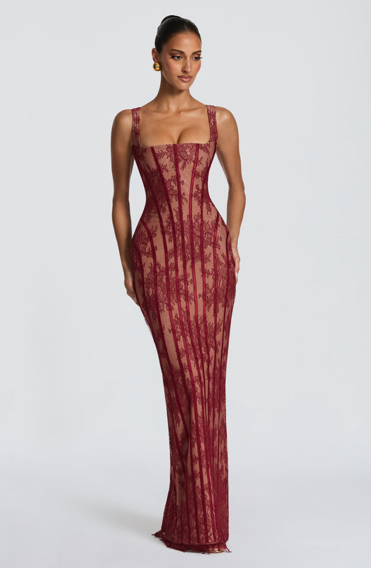 Vestido largo de verano Sophia Burgundy