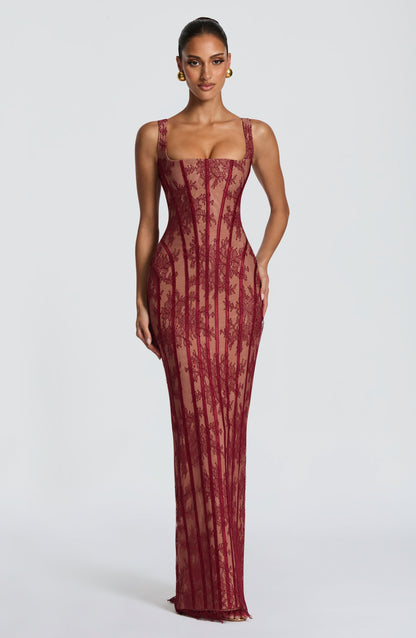 Vestido largo de verano Sophia Burgundy
