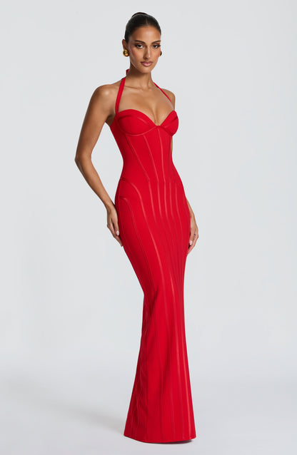 Vestido maxi de verano rojo Sophia
