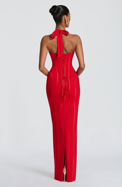 Vestido maxi de verano rojo Sophia