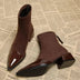 Lena | Botines de tacón de bloque elegantes para mujer - Marrón