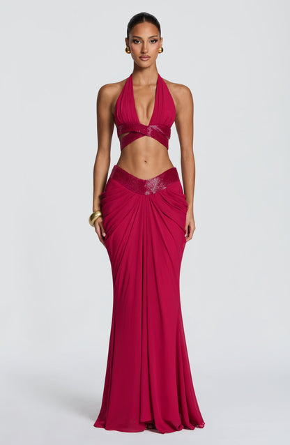 Maxifalda Chloe Raspberry - Moda de verano larga