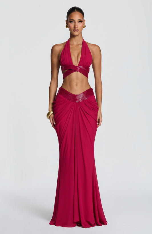 Maxifalda Chloe Raspberry - Moda de verano larga