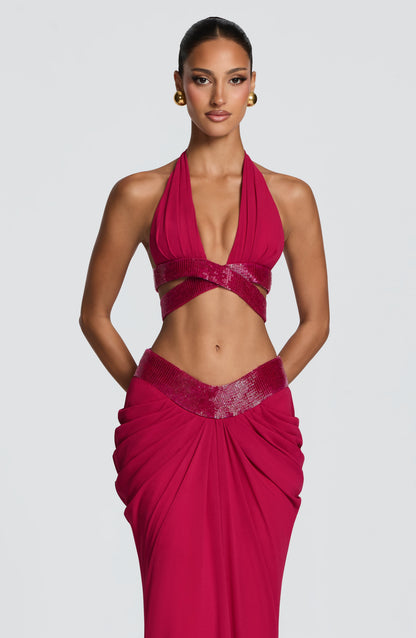 Maxifalda Chloe Raspberry - Moda de verano larga