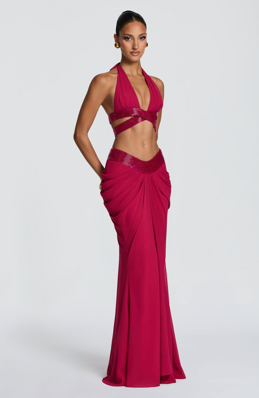 Maxifalda Chloe Raspberry - Moda de verano larga
