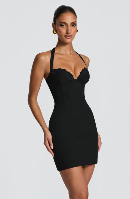 Emily Black Mini Vestido - Moda de Verano Encantadora
