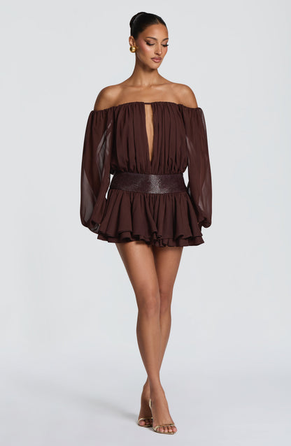 Sophia Plum Brown mono corto de verano