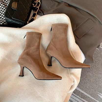 Luvrefashion | Clara Stylish Pointed Toe Ankle Boots for in Brown - image 6